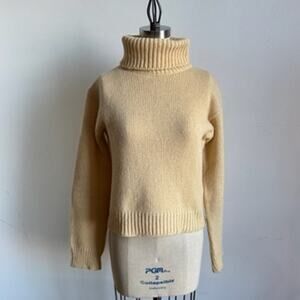 AGNES B PARIS Wool Mohair Angora Cream Turtleneck Jumper